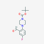 Structure of 2-(4-BOC-PIPERAZIN-1-YL-1-YL)-5-FLUOROBENZALDEHYDE