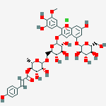 Structure of 2-(3,4-dihydroxy-5-methoxyphenyl)-5-(D-glucopyranosyloxy)-7-hydroxychromenium-3-yl 6-O-{6-deoxy-4-O-[(2E)-3-(4-hydroxyphenyl)prop-2-enoyl]-L-mannopyranosyl}-D-glucopyranoside chloride