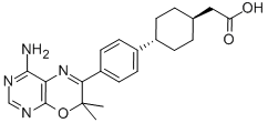 反式-4-[4-(4-氨基-7,7-二甲基-7H-嘧啶并[4,5-B][1,4]噁唑-6-基)苯基]-环己基乙酰胺结构式