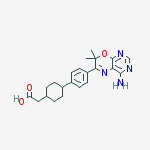 Structure of 2-(4-(4-(4-amino-7,7-dimethyl-7H-pyrimido[4,5-b][1,4]oxazin-6-yl)phenyl)cyclohexyl)acetic acid