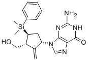 Structure of 2-Amino-9-[(1S,3R,4S)-4-(dimethylphenylsilyl)-3-(hydroxymethyl)-2-methylenecyclopentyl]-1,9-dihydro-6H-purin-6-one