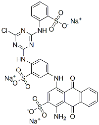 Structure of trisodium 1-amino-4-[[4-[[4-chloro-6-[(2-sulphonatophenyl)amino]-1,3,5-triazin-2-yl]amino]-3-sulphonatophenyl]amino]-9,10-dihydro-9,10-dioxoanthracene-2-sulphonate