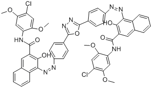 Structure of 4,4-[1,3,4-OXADIAZOLE-2,5-DIYLBIS(4,1-PHENYLENEAZO) BIS[N-(4-CHLORO-2,5-DIMETHOXYPHENYL)]-3-HYDROXY-2-NAPHTHALENECARBOXAMIDE