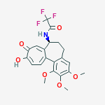 Structure of Acetamide, 2,2,2-trifluoro-N-(5,6,7,9-tetrahydro-10-hydroxy-1,2,3-trimethoxy-9-oxobenzo(a)heptalen-7-yl)-, (S)-