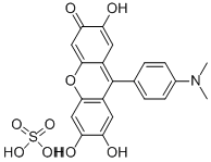 Structure of 9-(4-DIMETHYLAMINOPHENYL)-2,6,7-TRIHYDROXYFLUORONE SULFATE