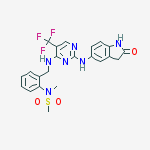 Structure of N-Methyl-N-[2-[[[2-[(2-oxo-2,3-dihydro-1H-indol-5-yl)amino]-5-trifluoromethylpyrimidin-4-yl]amino]methyl]phenyl]methanesulfonamide