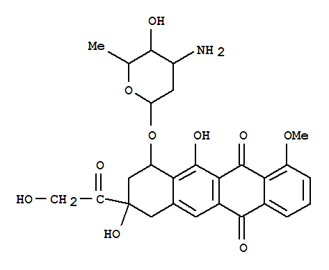 Structure of 5,12-Naphthacenedione, 10-(3-amino-2,3,6-trideoxy-.alpha.-L-lyxo-hexopyranosyl)oxy-7,8,9,10-tetrahydro-8,11-dihydroxy-8-(hydroxyacetyl)-1-methoxy-, (8S,10S)-