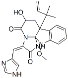 Structure of 7a-(1,1-Dimethyl-2-propenyl)-6,7,7a,12-tetrahydro-6-hydroxy-3-(1H-imidazol-4-ylmethylene)-12-methoxy-1H,5H-imidazo[1,2:1,2]pyrido[2,3-b]indole-2,5(3H)-dione
