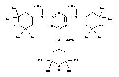 Structure of 1,3,5-triazine-2,4,6-triamine, N~2~,N~4~,N~6~-tributyl-N~2~,N~4~,N~6~-tris(2,2,6,6-tetramethyl-4-piperidinyl)-