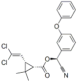 Structure of alpha-cyano-3-phenoxybenzyl [1S-[1alpha(R*),3alpha]]-3-(2,2-dichlorovinyl)-2,2-dimethylcyclopropanecarboxylate