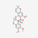 Chemical structure of 3H-Bis(1)benzopyrano(3,4-b:6',5'-e)pyran-7(7aH)-one, 13,13a-dihydro-6,7a-dihydroxy-9,10-dimethoxy-3,3-dimethyl-, (7aR-cis)-