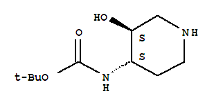 Structure of Carbamic acid,N-[(3S,4S)-3-hydroxy-4-piperidinyl]-, 1,1-dimethylethyl ester