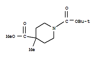 Structure of 1,4-Piperidinedicarboxylic acid, 4-methyl-, 1-(1,1-dimethylethyl) 4-methyl ester