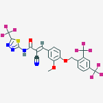 Structure of (E)-3-[4-[[2,4-bis(trifluoromethyl)phenyl]methoxy]-3-methoxyphenyl]-2-cyano-N-[5-(trifluoromethyl)-1,3,4-thiadiazol-2-yl]prop-2-enamide