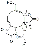 2-Methylpropenoic acid [(3aS,4S,5S,6E,10Z,11aR)-5-acetoxy-6-formyl-2,3,3a,4,5,8,9,11a-octahydro-10-(hydroxymethyl)-3-methylene-2-oxocyclodeca[b]furan-4-yl] ester结构式