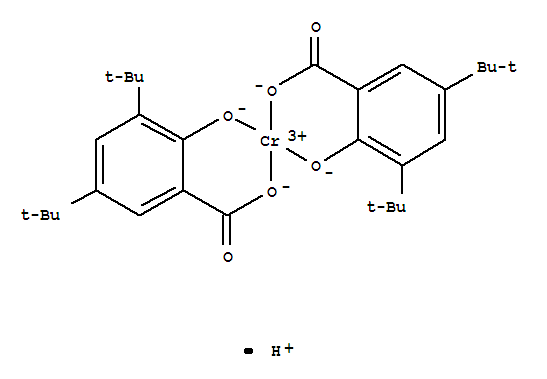 (T-4)-二[3,5-二(1,1-二甲基乙基)-2-羟基苯甲酸根-O1,O2]铬酸氢盐 3,5-二(1,1-二甲基乙基)-2-羟基苯甲酸铬配合物结构式