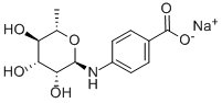 Structure of Benzoic acid, 4-[(6-deoxy-α-L-mannopyranosyl)amino]-, sodium salt