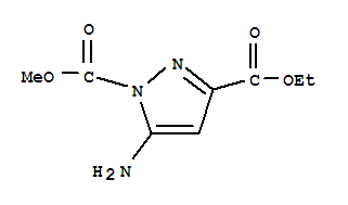 Structure of 5-AMINO-1H-PYRAZOLE-1,3-DICARBOXYLIC ACID ETHYL METHYL ESTER