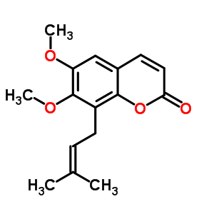 Structure of 6,7-dimethoxy-8-(3-methylbut-2-en-1-yl)-2H-chromen-2-one
