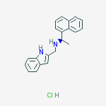 N-[(1R)-1-(1-NAPHTHALENYL)ETHYL]-1H-INDOLE-2-METHANAMINE HCL; (R)-2-[[[1-(NAPHTHALEN-1-YL)ETHYL]AMINO]METHYL]-1H-INDOLE HCL结构式