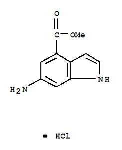 Structure of 1H-Indole-4-carboxylicacid, 6-amino-, methyl ester, hydrochloride (1:1)