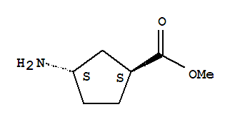 Structure of Cyclopentanecarboxylicacid, 3-amino-, methyl ester, (1R,3R)-rel-