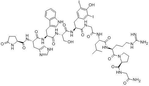 Structure of PYROGLU-HIS-TRP-SER-3,5-DIIODO-TYR-GLY-LEU-ARG-PRO-GLY-NH2