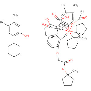 Structure of Acetic acid,2,2'-[[[2-[2-[(1-methylcyclopentyl)oxy]-2-oxoethoxy]phenyl]methylene]bis[(2-cyclohexyl-5-methyl-4,1-phenylene)oxy]]bis-, bis(1-methylcyclopentyl)ester