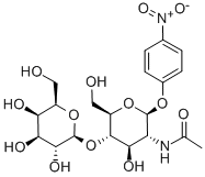 对硝基苯基-2-乙酰胺基-2-脱氧-4-O-(Β-D-吡喃半乳糖基)-Β-D-吡喃葡萄糖苷结构式