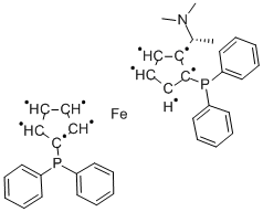 (R)-N,N-二甲基-1-[(S)-1,2-双(二苯基膦基)二茂铁基]乙胺结构式