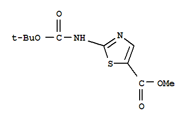 Structure of 5-Thiazolecarboxylic  acid,  2-[[(1,1-dimethylethoxy)carbonyl]amino]-,  methyl  ester