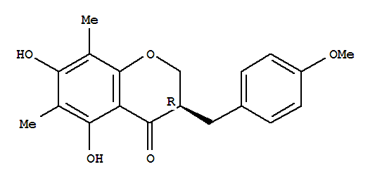 Structure of (3R)-5,7-Dihydroxy-3-(4-methoxybenzyl)-6,8-dimethyl-2,3-dihydro-4 H-chromen-4-one