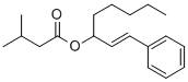 Structure of 3-methyl-butanoicaci2-(phenylmethylene)heptylester