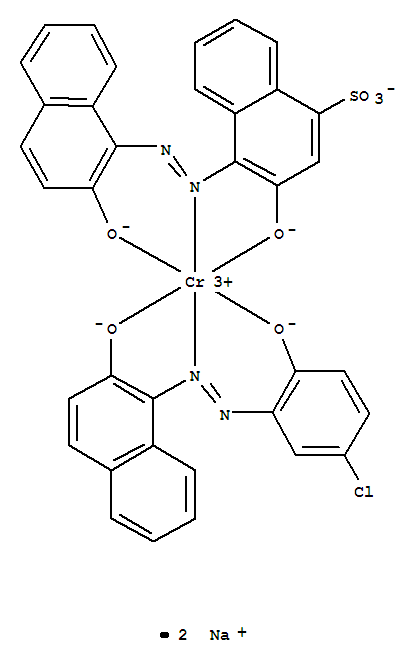 Structure of Chromate(2-), (1-(2-(5-chloro-2-(hydroxy-kappaO)phenyl)diazenyl-kappaN1)-2-naphthalenolato(2-)-kappaO)(3-(hydroxy-kappaO)-4-(2-(2-(hydroxy-kappaO)-1-naphthalenyl)diazenyl-kappaN1)-1-naphthalenesulfonato(3-))-, sodium (1:2)