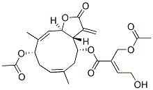 Structure of (E)-2-Acetoxymethyl-4-hydroxy-2-butenoic acid [(3aR,4R,6E,9S,10Z,11aR)-9-acetoxy-2,3,3a,4,5,8,9,11a-octahydro-6,10-dimethyl-3-methylene-2-oxocyclodeca[b]furan-4-yl] ester