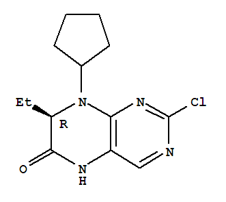 (7R)-2-氯-8-环戊烷基-7-乙基-7,8-二氢-6(5H)-蝶啶酮结构式