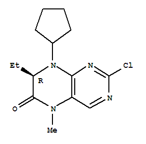 Structure of (R)-2-CHLORO-8-CYCLOPENTYL-7-ETHYL-5-METHYL-7,8-DIHYDROPTERIDIN-6(5H)-ONE