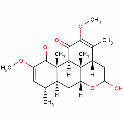 Structure of Picrasa-2,12-diene-1,11-dione, 16-hydroxy-2,12-dimethoxy-