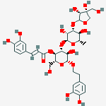 Structure of 2-(3,4-dihydroxyphenyl)ethyl 3-O-{6-deoxy-3-O-[(2S,3R,4R)-3,4-dihydroxy-4-(hydroxymethyl)tetrahydrofuran-2-yl]-alpha-L-mannopyranosyl}-4-O-[(2E)-3-(3,4-dihydroxyphenyl)prop-2-enoyl]-beta-D-glucopyranoside