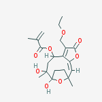 (11E)-3-(ethoxymethyl)-6,7-dihydroxy-6,10-dimethyl-2-oxo-2,4,5,6,7,8,9,10-octahydro-7,10-epoxycyclodeca[b]furan-4-yl 2-methylprop-2-enoate结构式