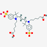 Structure of [(2E)-1-(6-hydroxy-6-oxo-hexyl)-2-[(E)-3-[1-(6-hydroxy-6-oxo-hexyl)-3,3-dimethyl-5-sulfonato-indol-1-ium-2-yl]prop-2-enylidene]-3,3-dimethyl-indolin-5-yl]sulfonyloxypotassium
