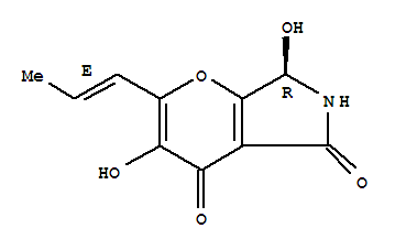 Pyrano[2,3-c]pyrrole-4,5-dione,6,7-dihydro-3,7-dihydroxy-2-(1E)-1-propen-1-yl-, (7R)-结构式