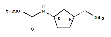 Structure of Carbamic acid, [(1S,3R)-3-(aminomethyl)cyclopentyl]-, 1,1-dimethylethyl ester