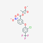 Chemical structure of 1-methoxy-1-oxopropan-2-yl 5-[2-chloro-4-(trifluoromethyl)phenoxy]-2-nitrobenzoate