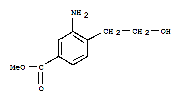 Structure of Benzoic acid,3-amino-4-(2-hydroxyethyl)-, methyl ester
