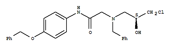 Structure of (S)-2-[BENZYL-(3-CHLORO-2-HYDROXY-PROPYL)-AMINO]-N-(4-BENZYLOXY-PHENYL)-ACETAMIDE