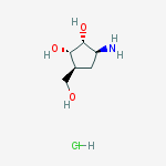 (1S,2R,3S,5S)-3-Amino-5-(hydroxymethyl)-1,2-cyclopentanediol hydr ochloride (1:1)结构式
