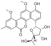 6H-Benzo(d)naphtho(1,2-b)pyran-6-one, 4-(6-deoxy-alpha-galactofuranosy l)-1-hydroxy-10,12-dimethoxy-8-methyl-结构式