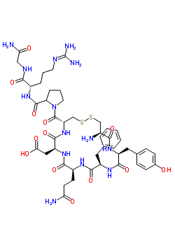 Structure of argipressin, Asp(5)-