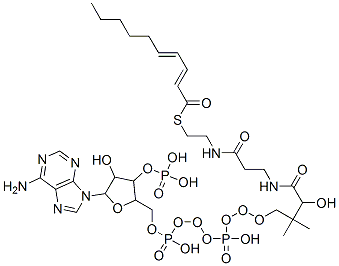 Structure of [5-(6-aminopurin-9-yl)-2-[[[[3-[2-(2-deca-2,4-dienoylsulfanylethylcarbamoyl)ethylcarbamoyl]-3-hydroxy-2,2-dimethyl-propoxy]-hydroxy-phosphoryl]oxy-hydroxy-phosphoryl]oxymethyl]-4-hydroxy-oxolan-3-yl]oxyphosphonic acid